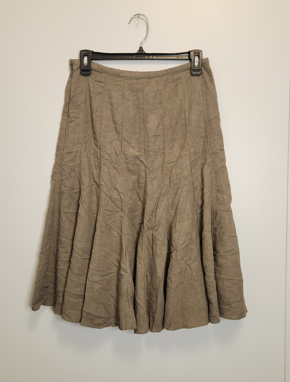 Dalia Collection Flared Stitch Linen Blend Skirt Size 4